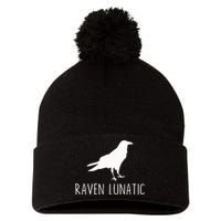 Raven Lunatic Funny Goth Bird Lover Halloween Party Gift Pom Pom 12in Knit Beanie