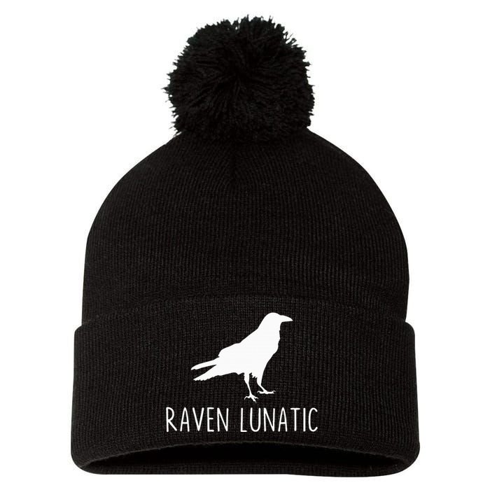 Raven Lunatic Funny Goth Bird Lover Halloween Party Gift Pom Pom 12in Knit Beanie