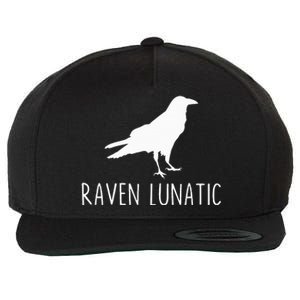 Raven Lunatic Funny Goth Bird Lover Halloween Party Gift Wool Snapback Cap