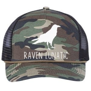 Raven Lunatic Funny Goth Bird Lover Halloween Party Gift Retro Rope Trucker Hat Cap