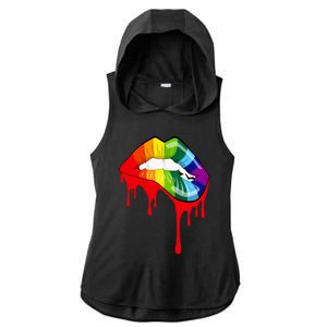 Rainbow Lips Fashion Lip Art Design Print Colorful Gift Meaningful Gift Ladies PosiCharge Tri-Blend Wicking Draft Hoodie Tank