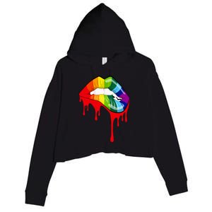 Rainbow Lips Fashion Lip Art Design Print Colorful Gift Meaningful Gift Crop Fleece Hoodie