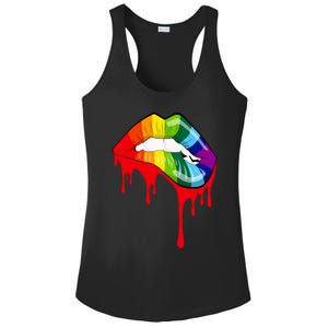 Rainbow Lips Fashion Lip Art Design Print Colorful Gift Meaningful Gift Ladies PosiCharge Competitor Racerback Tank