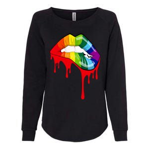 Rainbow Lips Fashion Lip Art Design Print Colorful Gift Meaningful Gift Womens California Wash Sweatshirt