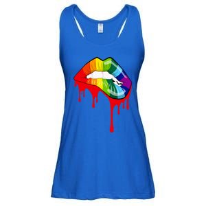 Rainbow Lips Fashion Lip Art Design Print Colorful Gift Meaningful Gift Ladies Essential Flowy Tank