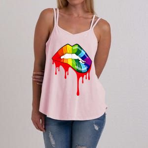 Rainbow Lips Fashion Lip Art Design Print Colorful Gift Meaningful Gift Women's Strappy Tank