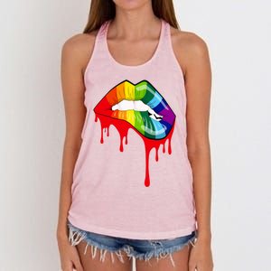 Rainbow Lips Fashion Lip Art Design Print Colorful Gift Meaningful Gift Women's Knotted Racerback Tank