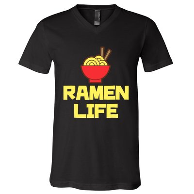 Ra Life Featuring Tasty Japanese Noodle Bowl V-Neck T-Shirt