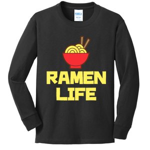 Ra Life Featuring Tasty Japanese Noodle Bowl Kids Long Sleeve Shirt