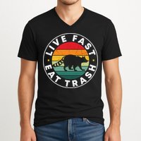 Retro Live Fast Eat Trash V-Neck T-Shirt