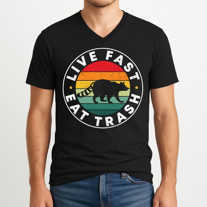 Retro Live Fast Eat Trash V-Neck T-Shirt