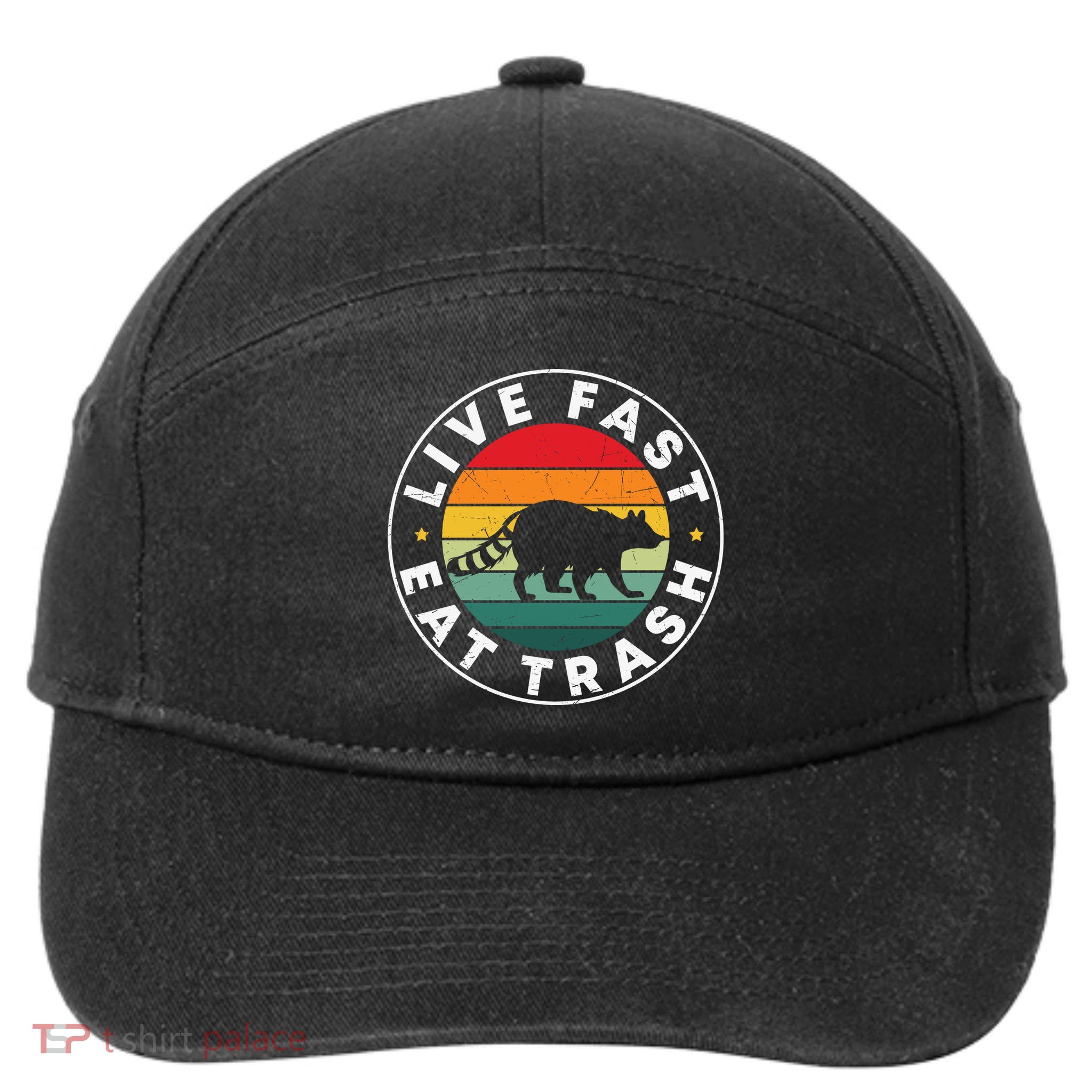 Retro Live Fast Eat Trash 7-Panel Snapback Hat