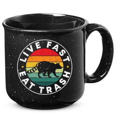 Retro Live Fast Eat Trash 15oz Campfire Ceramic Mug