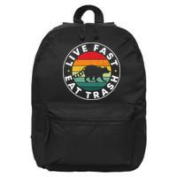Retro Live Fast Eat Trash 16 in Basic Backpack