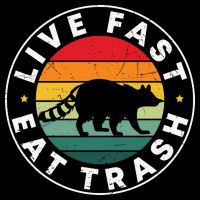 Retro Live Fast Eat Trash Pom Pom 12in Knit Beanie