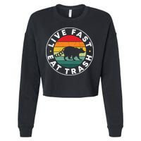 Retro Live Fast Eat Trash Cropped Pullover Crew