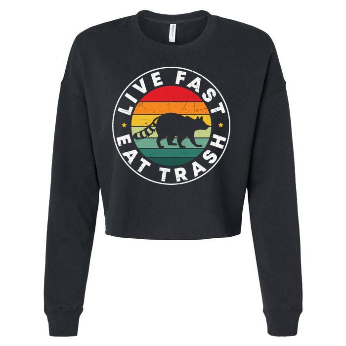 Retro Live Fast Eat Trash Cropped Pullover Crew