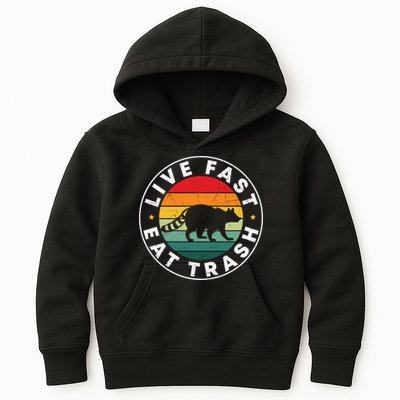 Retro Live Fast Eat Trash Kids Hoodie