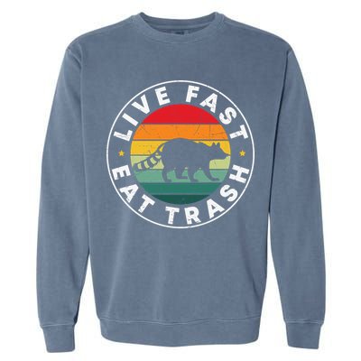 Retro Live Fast Eat Trash Garment-Dyed Sweatshirt