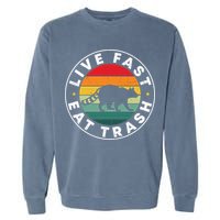 Retro Live Fast Eat Trash Garment-Dyed Sweatshirt
