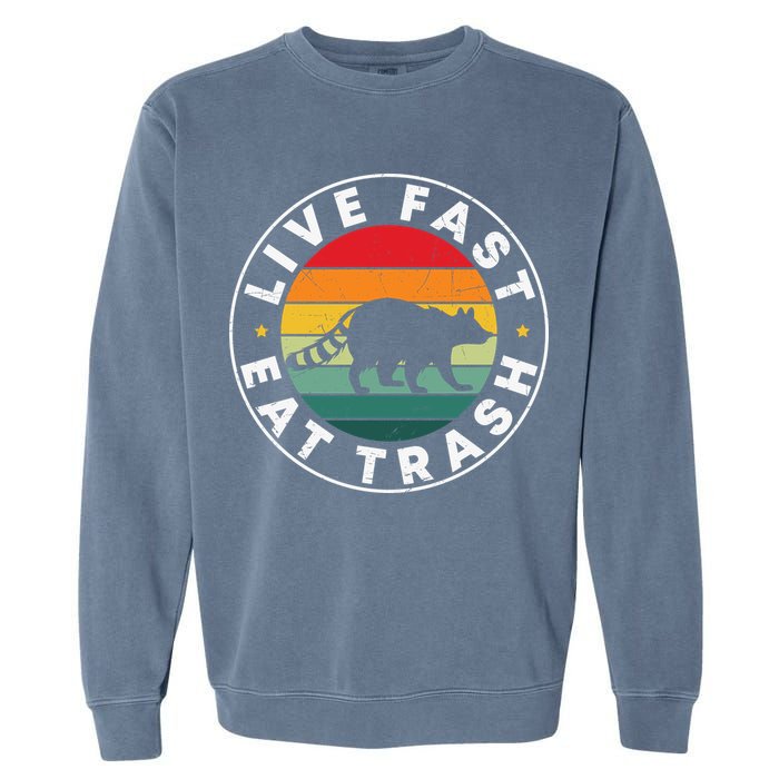 Retro Live Fast Eat Trash Garment-Dyed Sweatshirt