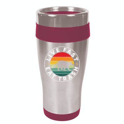 Retro Live Fast Eat Trash 16oz Travel Tumbler