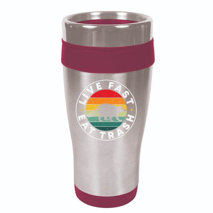 Retro Live Fast Eat Trash 16oz Travel Tumbler