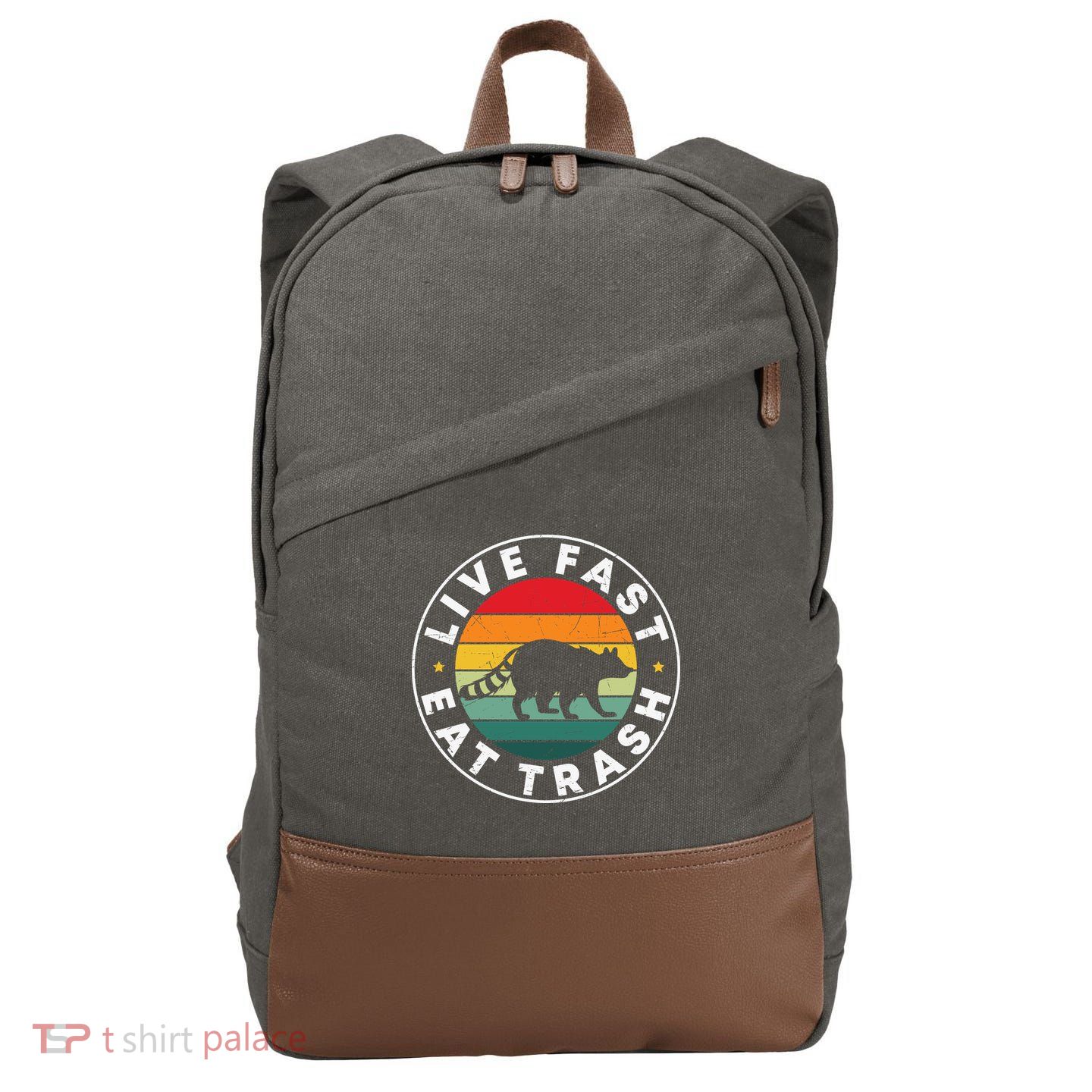 Retro Live Fast Eat Trash Cotton Canvas Backpack