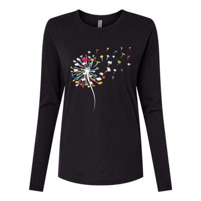 Reading Lover Funny Dandelion Books Gift Womens Cotton Relaxed Long Sleeve T-Shirt