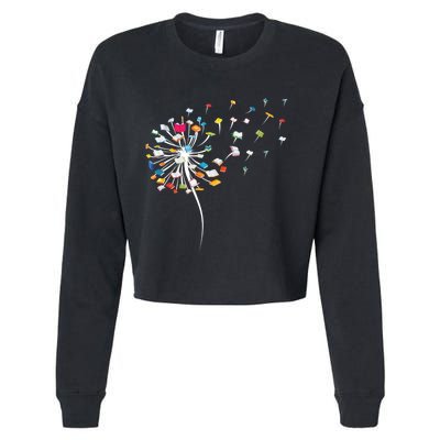 Reading Lover Funny Dandelion Books Gift Cropped Pullover Crew