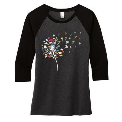 Reading Lover Funny Dandelion Books Gift Women's Tri-Blend 3/4-Sleeve Raglan Shirt