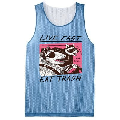 Raccoon Live Fast Eat Trash Funny Animal Mesh Reversible Basketball Jersey Tank