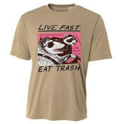 Raccoon Live Fast Eat Trash Funny Animal Cooling Performance Crew T-Shirt