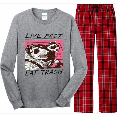 Raccoon Live Fast Eat Trash Funny Animal Long Sleeve Pajama Set