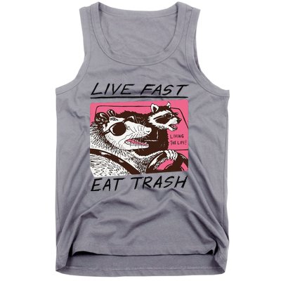 Raccoon Live Fast Eat Trash Funny Animal Tank Top