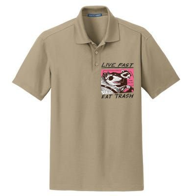 Raccoon Live Fast Eat Trash Funny Animal Dry Zone Grid Polo