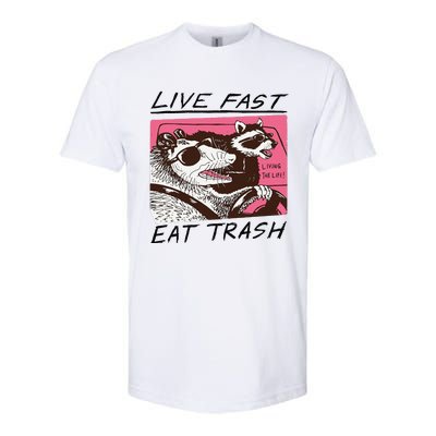 Raccoon Live Fast Eat Trash Funny Animal Softstyle CVC T-Shirt