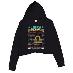 Retro Libra Facts 1 Awesome Zodiac Sign Birthday Gift Crop Fleece Hoodie