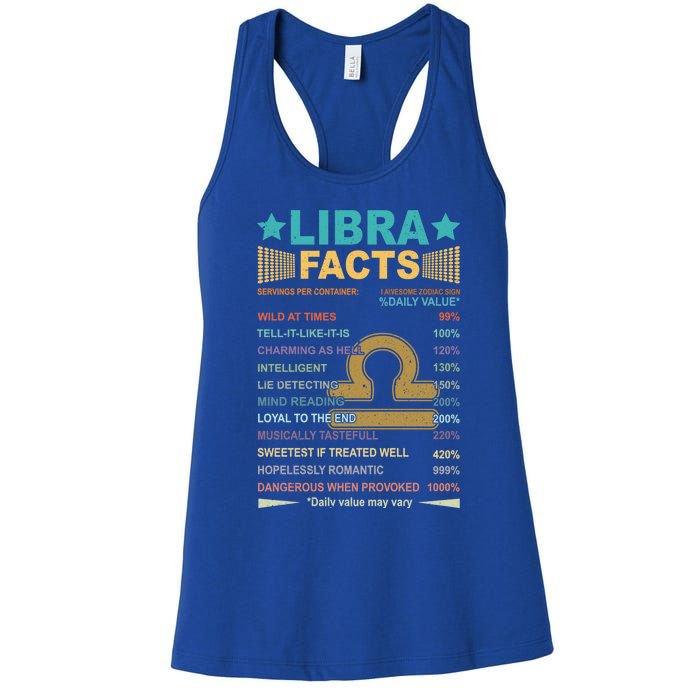 Retro Libra Facts 1 Awesome Zodiac Sign Birthday Gift Women's Racerback Tank