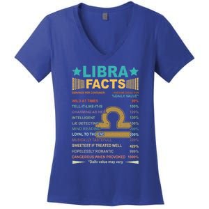 Retro Libra Facts 1 Awesome Zodiac Sign Birthday Gift Women's V-Neck T-Shirt