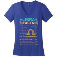 Retro Libra Facts 1 Awesome Zodiac Sign Birthday Gift Women's V-Neck T-Shirt