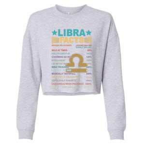 Retro Libra Facts 1 Awesome Zodiac Sign Birthday Gift Cropped Pullover Crew