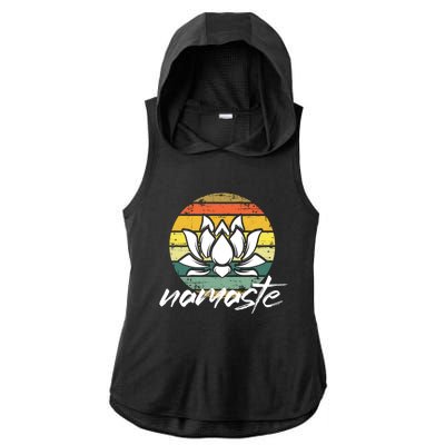 Retro Lotus Flower Spiritual Yoga Meditation Namaste Great Gift Ladies PosiCharge Tri-Blend Wicking Draft Hoodie Tank