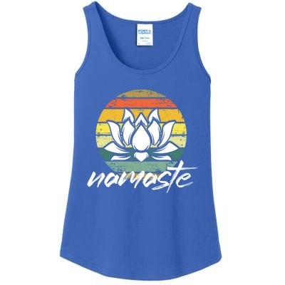 Retro Lotus Flower Spiritual Yoga Meditation Namaste Great Gift Ladies Essential Tank