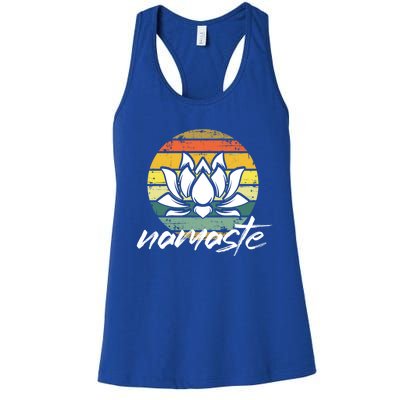 Retro Lotus Flower Spiritual Yoga Meditation Namaste Great Gift Women's Racerback Tank