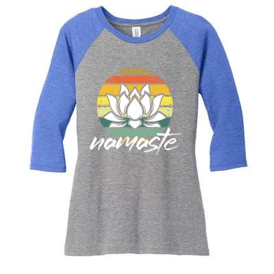 Retro Lotus Flower Spiritual Yoga Meditation Namaste Great Gift Women's Tri-Blend 3/4-Sleeve Raglan Shirt