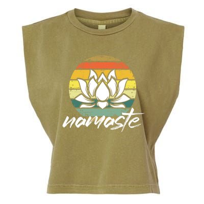 Retro Lotus Flower Spiritual Yoga Meditation Namaste Great Gift Garment-Dyed Women's Muscle Tee