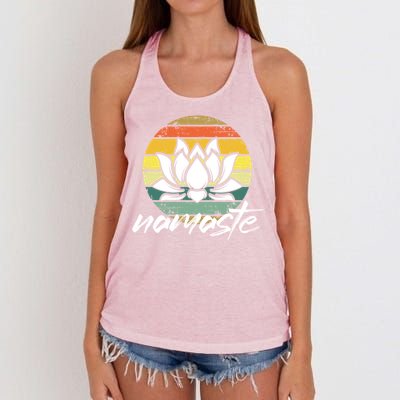 Retro Lotus Flower Spiritual Yoga Meditation Namaste Great Gift Women's Knotted Racerback Tank