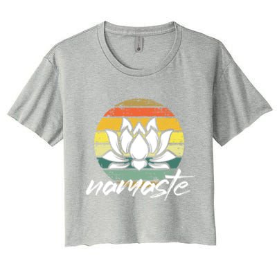 Retro Lotus Flower Spiritual Yoga Meditation Namaste Great Gift Women's Crop Top Tee