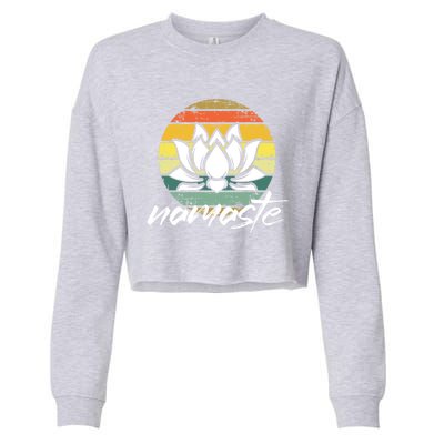 Retro Lotus Flower Spiritual Yoga Meditation Namaste Great Gift Cropped Pullover Crew